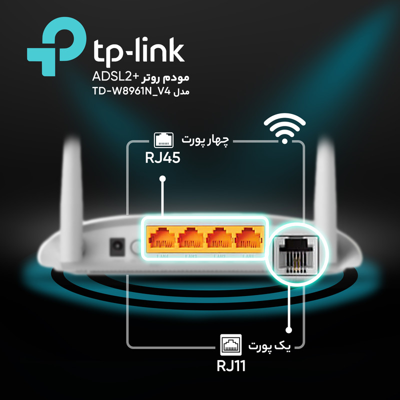 مودم روتر ADSL2 Plus بیسیم N300 تی پی-لینک مدل TD-W8961N ورژن 5