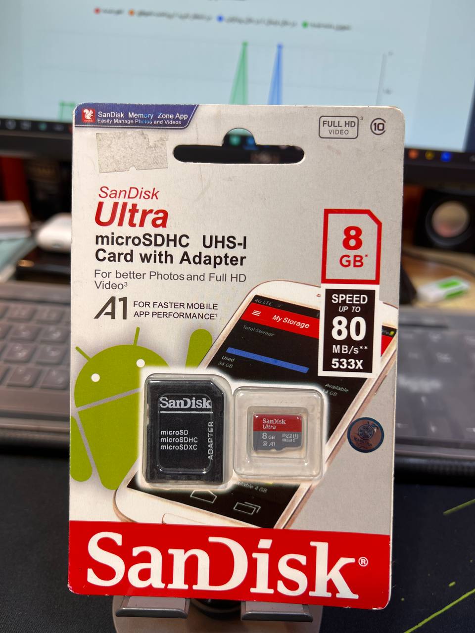 رم میکرو اس دی ۸ گیگ سندیسک SanDisk Ultra سرعت 80MB/s(گارانتی 36 ماه)